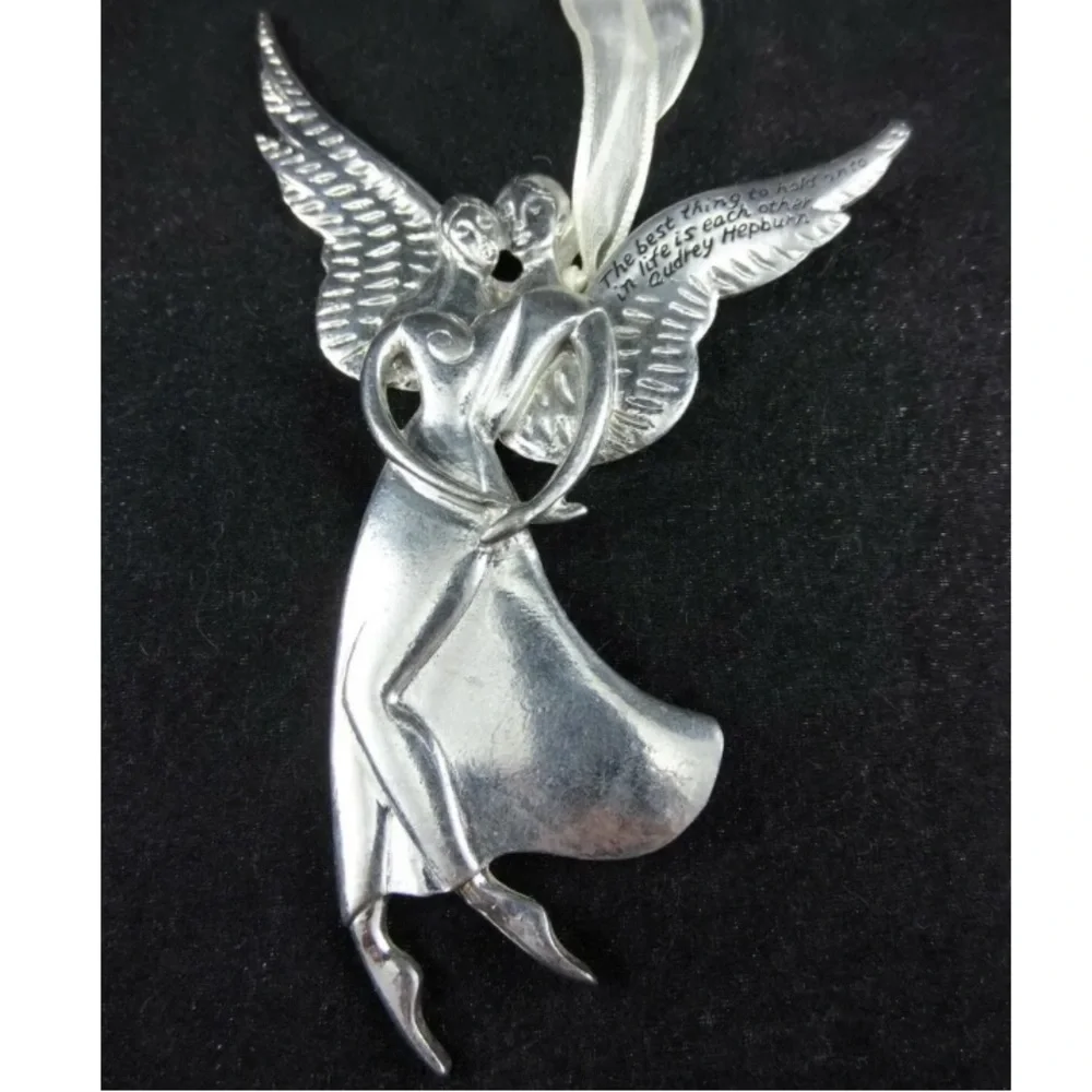 Vintage Christmas Ornament Serenity Angel Of Love Pewter Midwest Cannon Falls